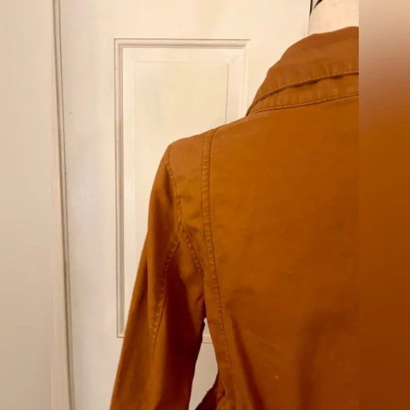 Old Navy Woman’s Orange Sz M 100% Cotton Utility Jacket W/ Waist Drawstring - Picture 10 of 16